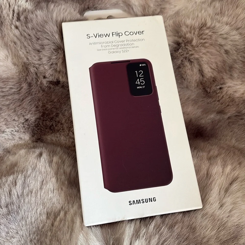 Samsung - S-View flip cover case for Samsung S22+ - Maroon/Burgandy